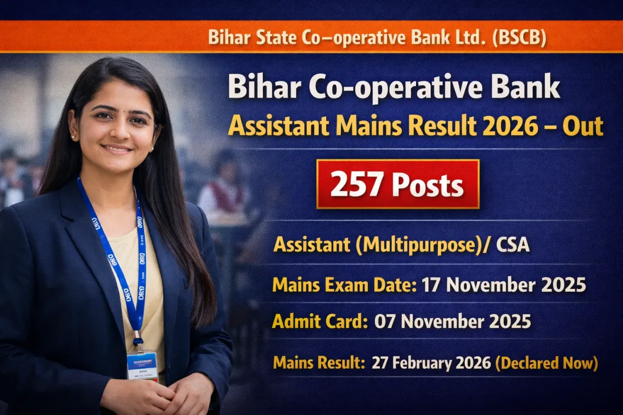 Bihar Co-operative Bank Assistant Score Card 2026