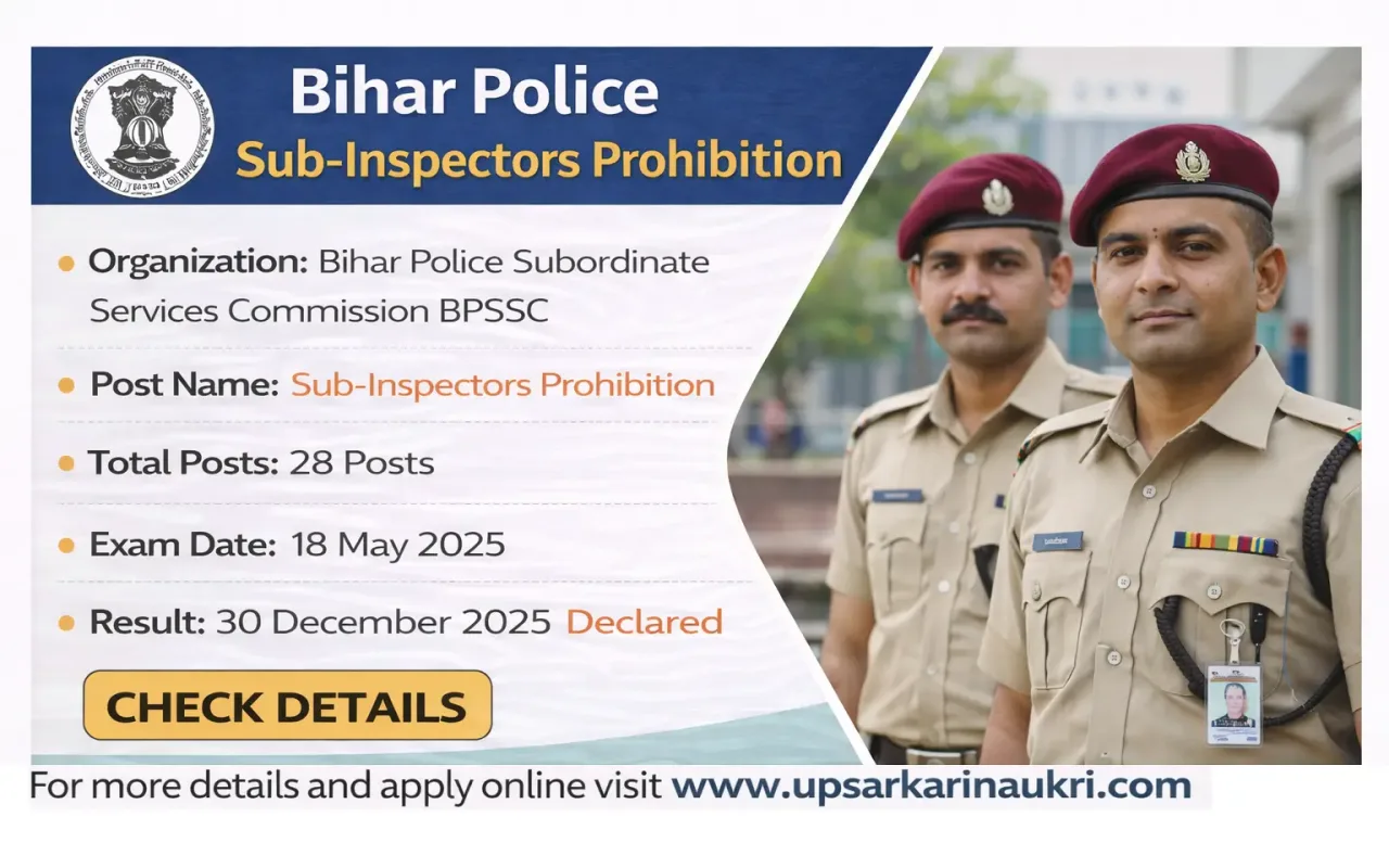 Bihar Police BPSSC SI Prohibition Final Result With Marks 2026