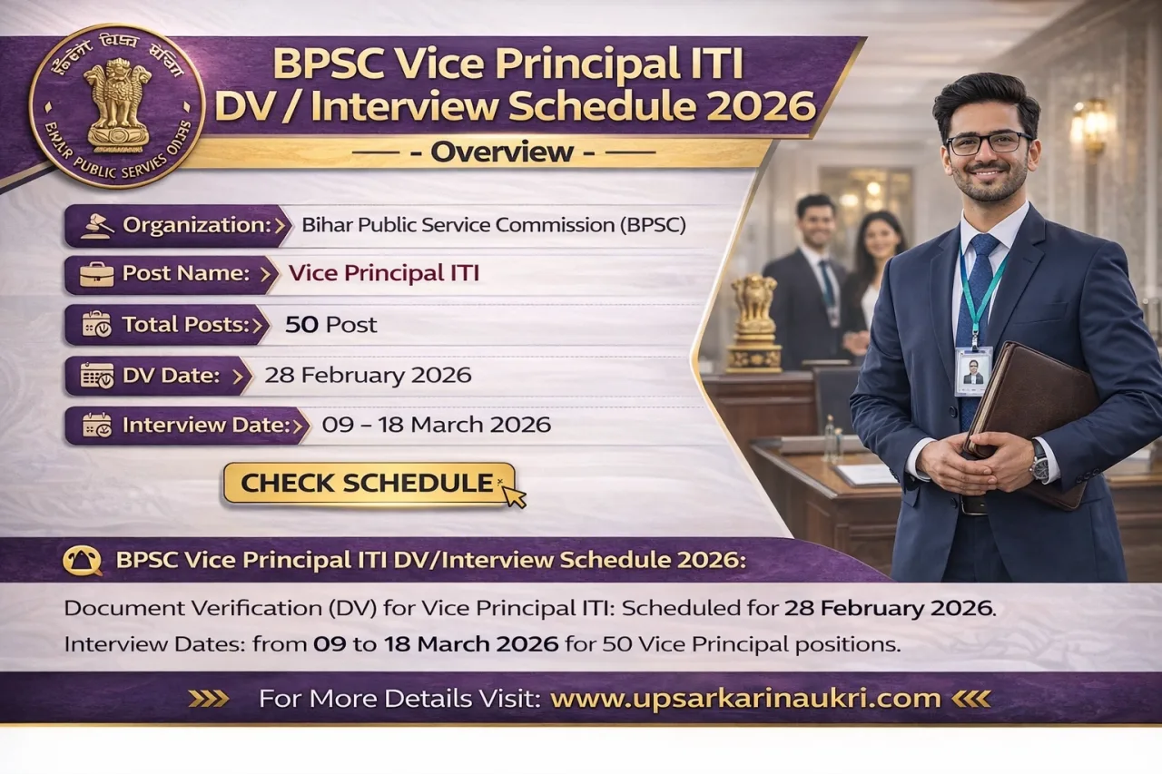 BPSC Vice Principal ITI DV / Interview Schedule 2026