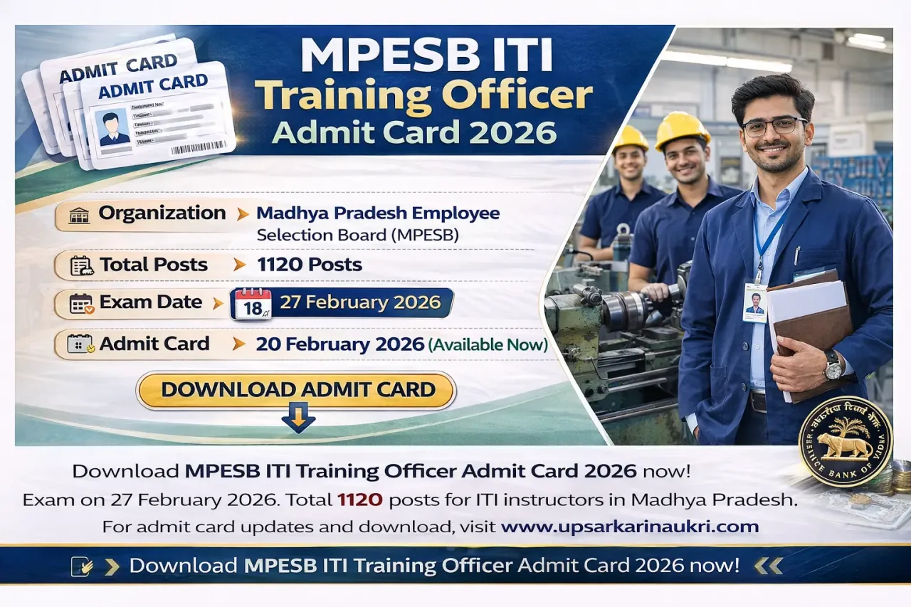 MPESB ITI Training Officer Admit Card 2026