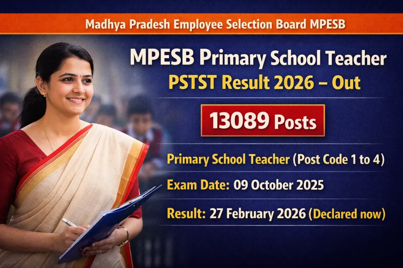 MPESB Primary School Teacher PSTST Result 2026