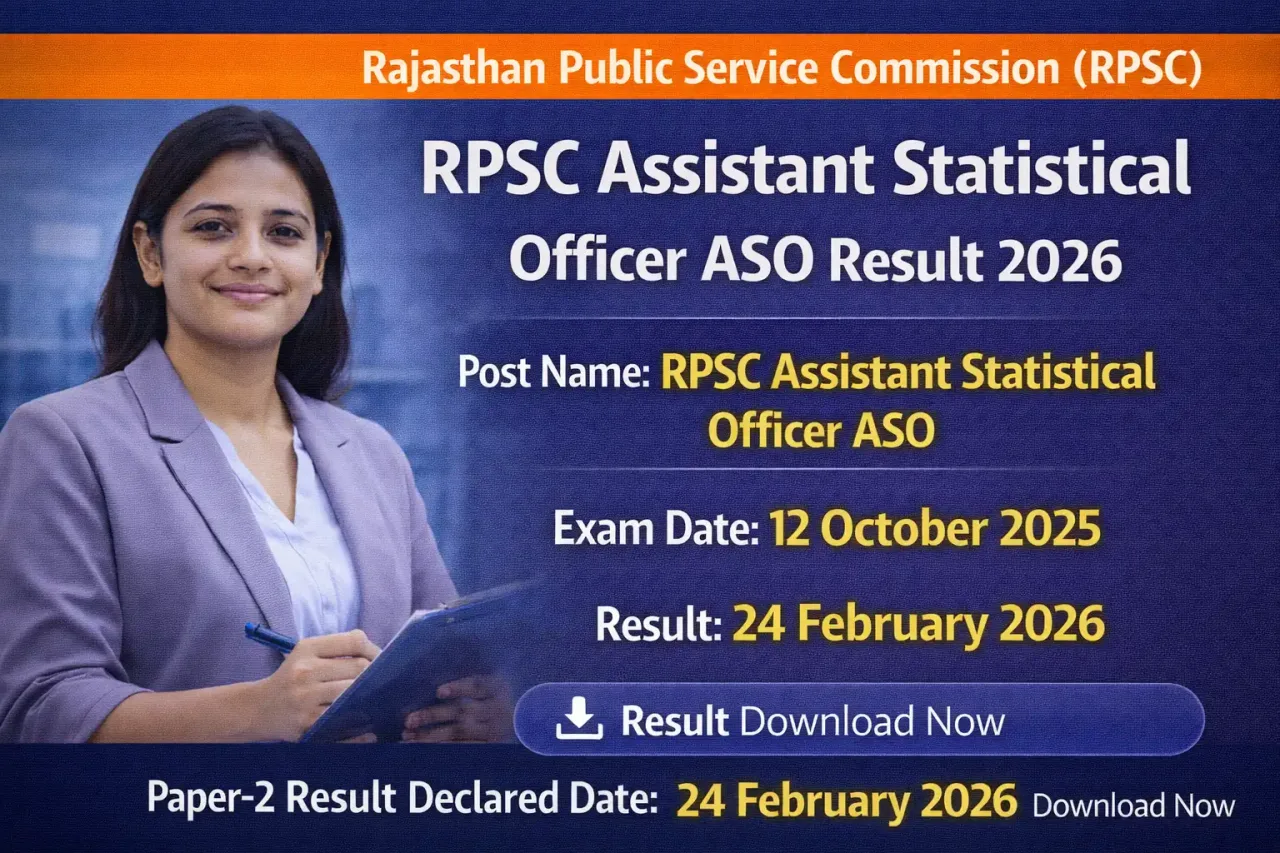 RPSC Assistant Statistical Officer ASO Result 2026