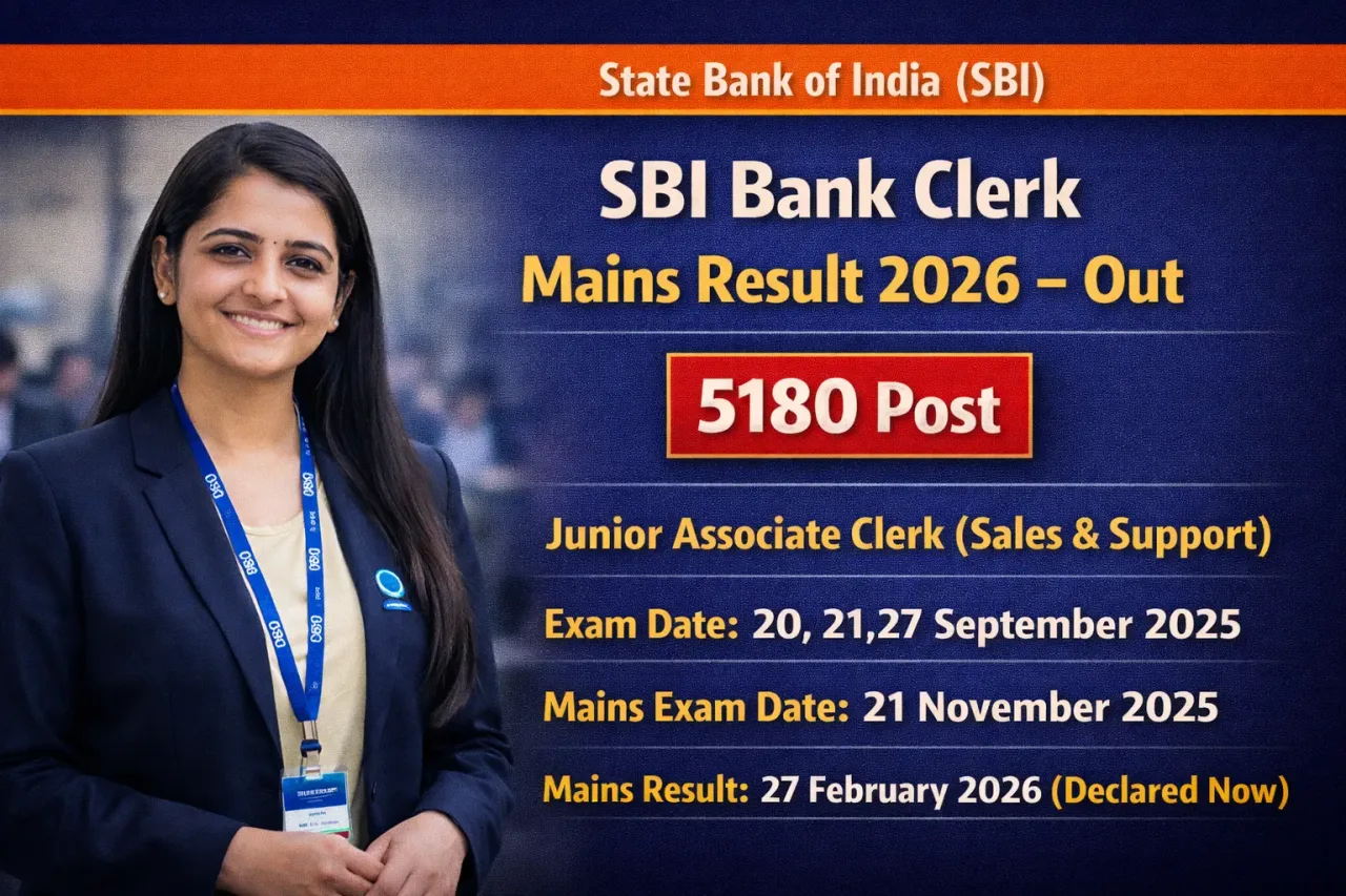SBI Bank Clerk Mains Score Card 2026 – Out