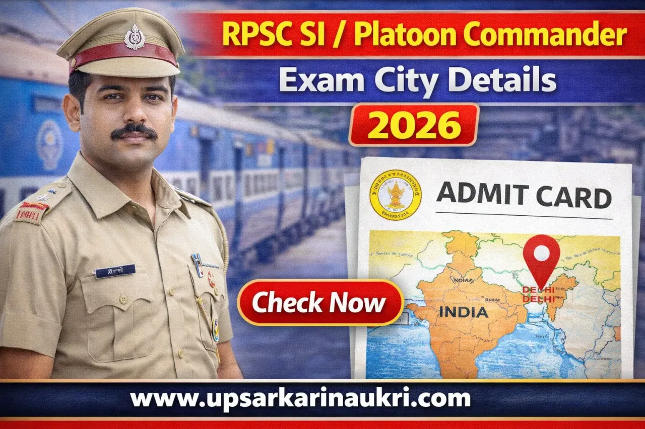 RPSC SI / Platoon Commander Exam City Details 2026 – Out