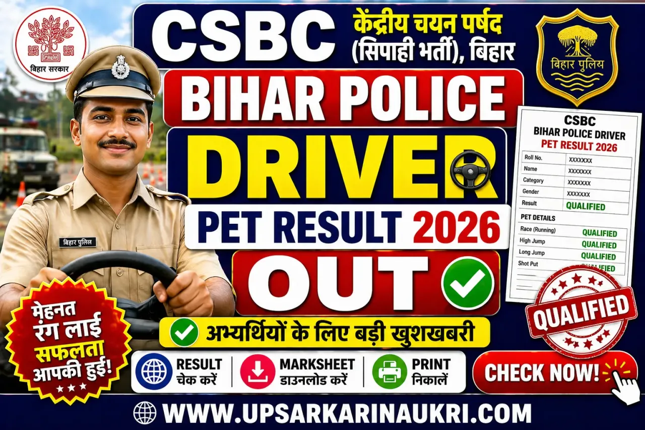 CSBC Bihar Police Driver PET Result 2026 – Out