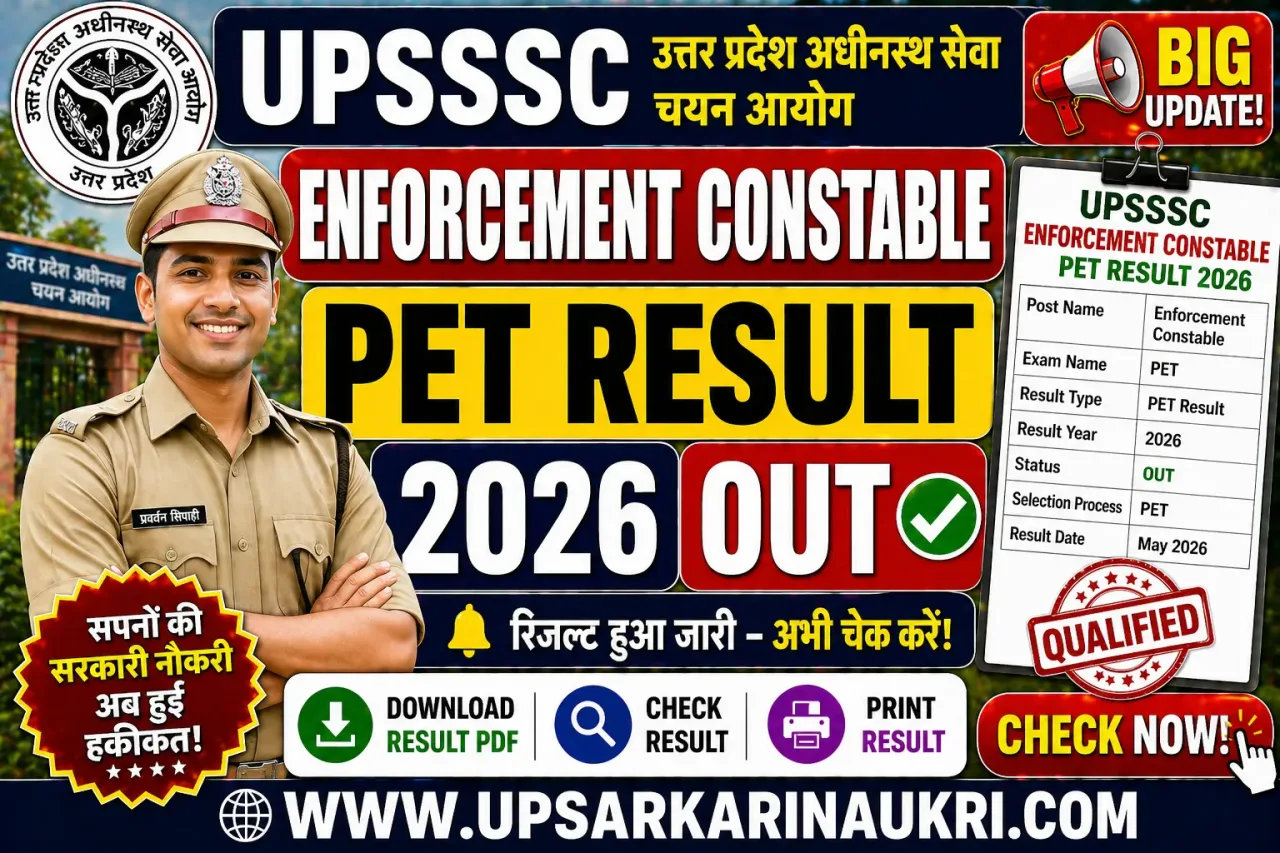 UPSSSC Enforcement Constable PET Result 2026 – Out