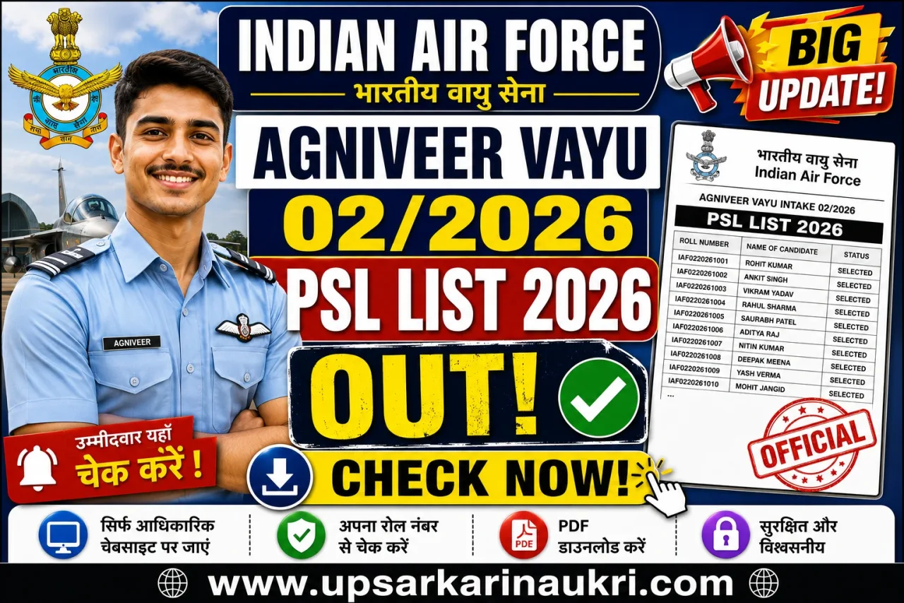 Indian Airforce Agniveer Vayu 02/2026 PSL List 2026 – Out