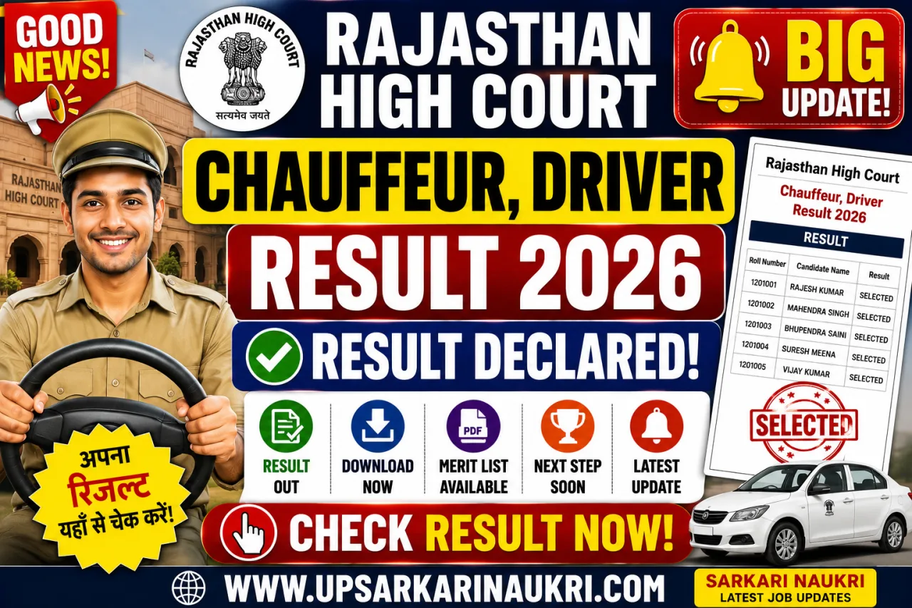 Rajasthan High Court Chauffeur, Driver Result 2026 – Out