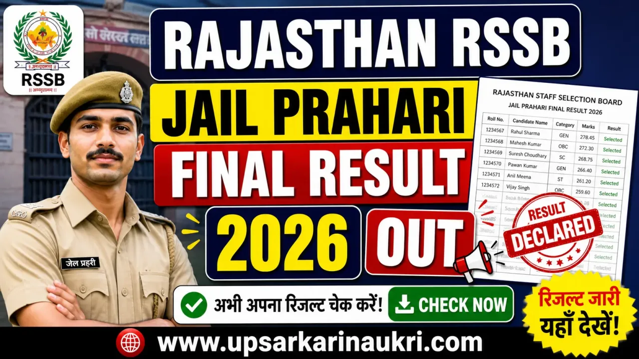 Rajasthan RSSB Jail Prahari Final Result 2026 – Out