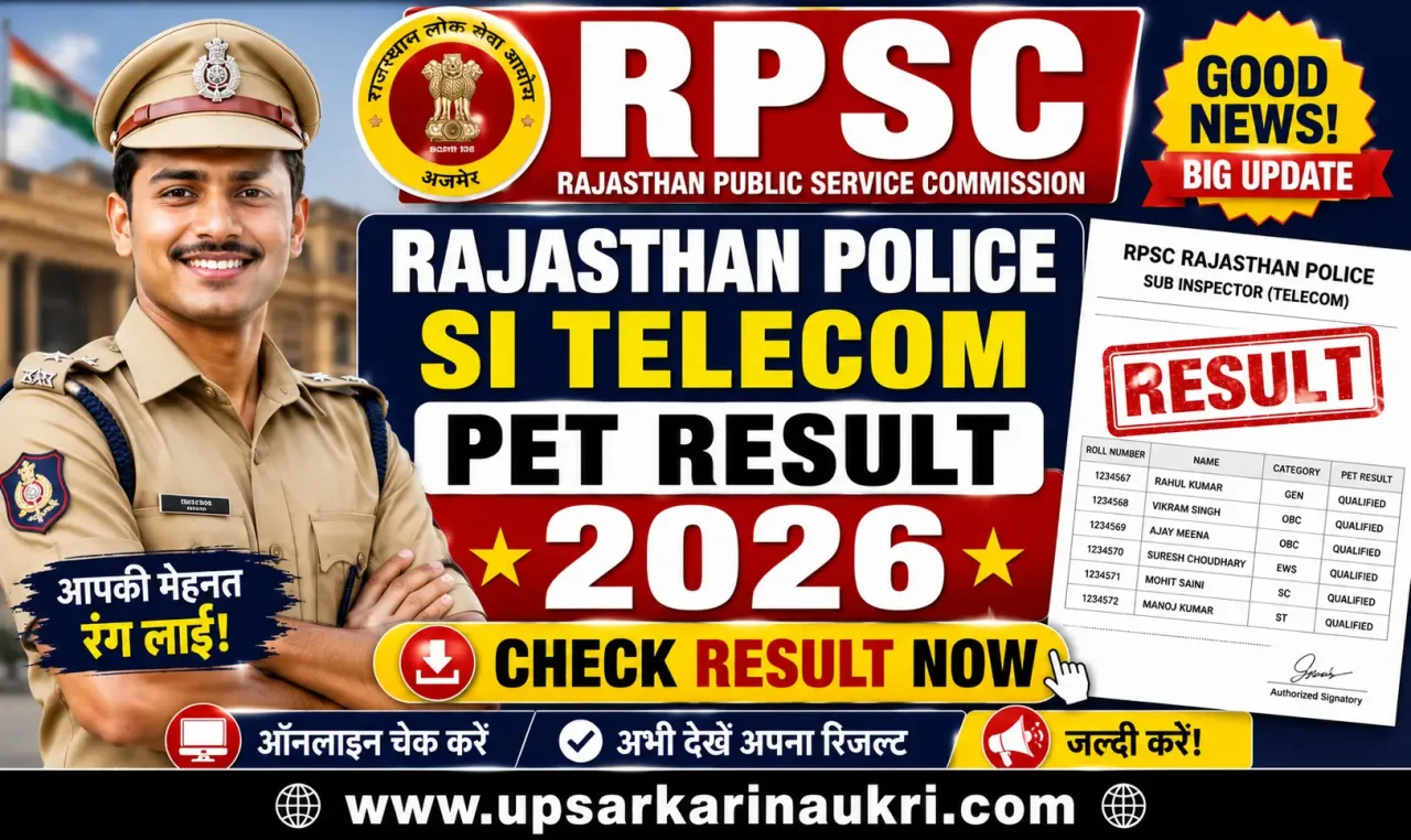 RPSC Rajasthan Police SI Telecom PET Result 2026 – Out