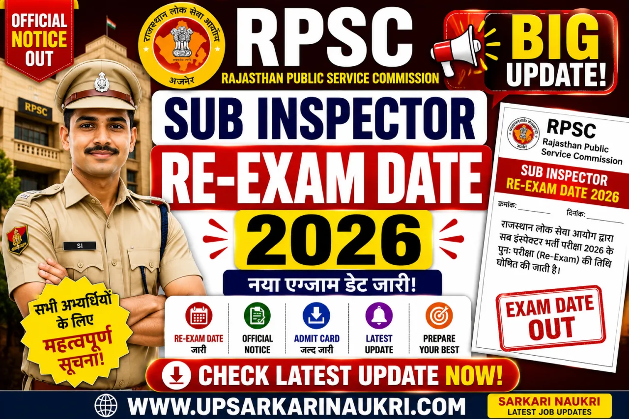 RPSC Sub Inspector Re-Exam Date 2026