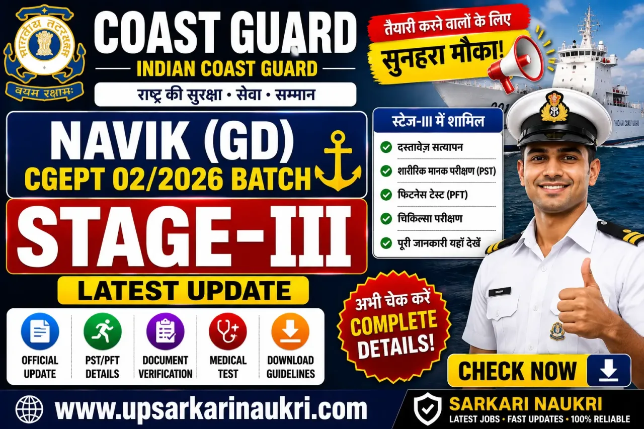 Coast Guard Navik CGEPT 02/2026 Batch Stage-III Admit Card