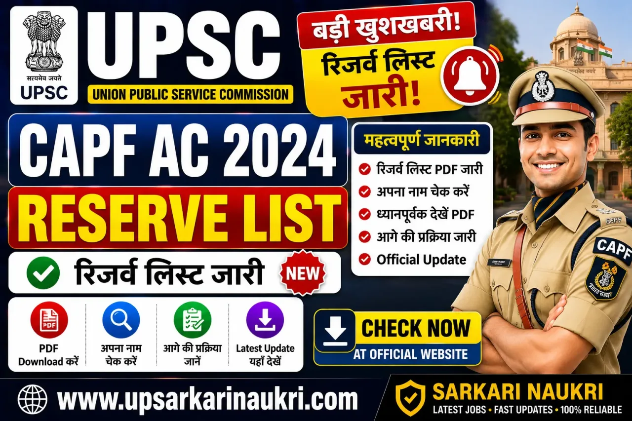 UPSC CAPF AC 2024 Reserve List